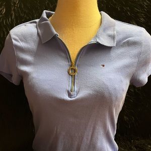 EUC; Tommy Hilfiger, blue zip polo. Women’s, Medium.
